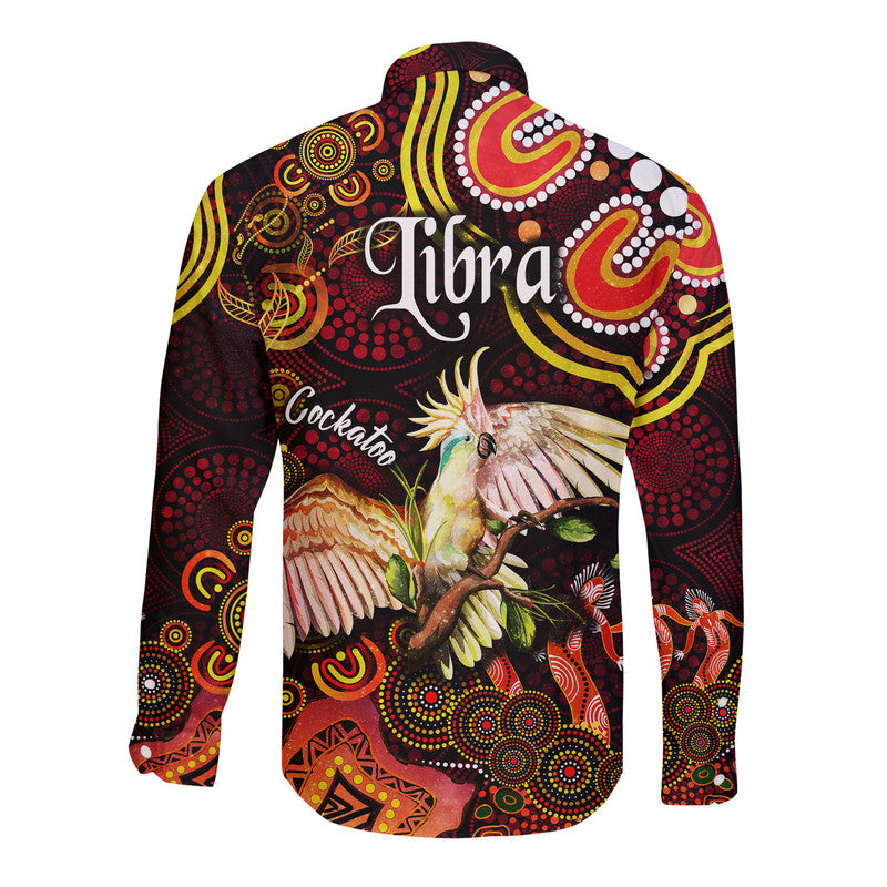 australian-astrology-hawaii-long-sleeve-button-shirt-libra-cockatoo-glider-zodiac-aboriginal-vibes-red