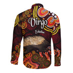 australian-astrology-hawaii-long-sleeve-button-shirt-virgo-echidna-zodiac-aboriginal-vibes-red