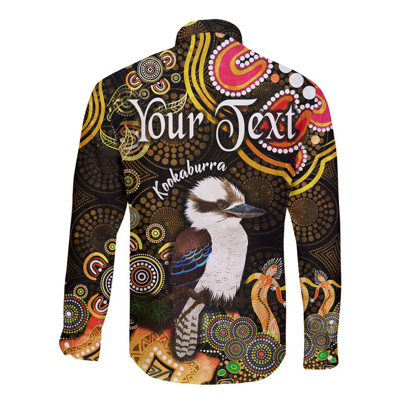 custom-personalised-australian-astrology-hawaii-long-sleeve-button-shirt-sagittarius-kookaburra-zodiac-aboriginal-vibes-gold