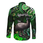 australian-astrology-hawaii-long-sleeve-button-shirt-aquarius-emu-glider-zodiac-aboriginal-vibes-green