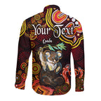 custom-personalised-australian-astrology-hawaii-long-sleeve-button-shirt-cancer-koala-zodiac-aboriginal-vibes-red