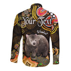 custom-personalised-australian-astrology-hawaii-long-sleeve-button-shirt-taurus-wombat-zodiac-aboriginal-vibes-gold