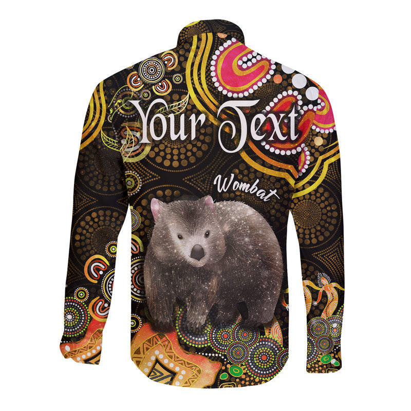 custom-personalised-australian-astrology-hawaii-long-sleeve-button-shirt-taurus-wombat-zodiac-aboriginal-vibes-gold