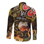 australian-astrology-hawaii-long-sleeve-button-shirt-leo-dragon-lizard-zodiac-aboriginal-vibes-gold