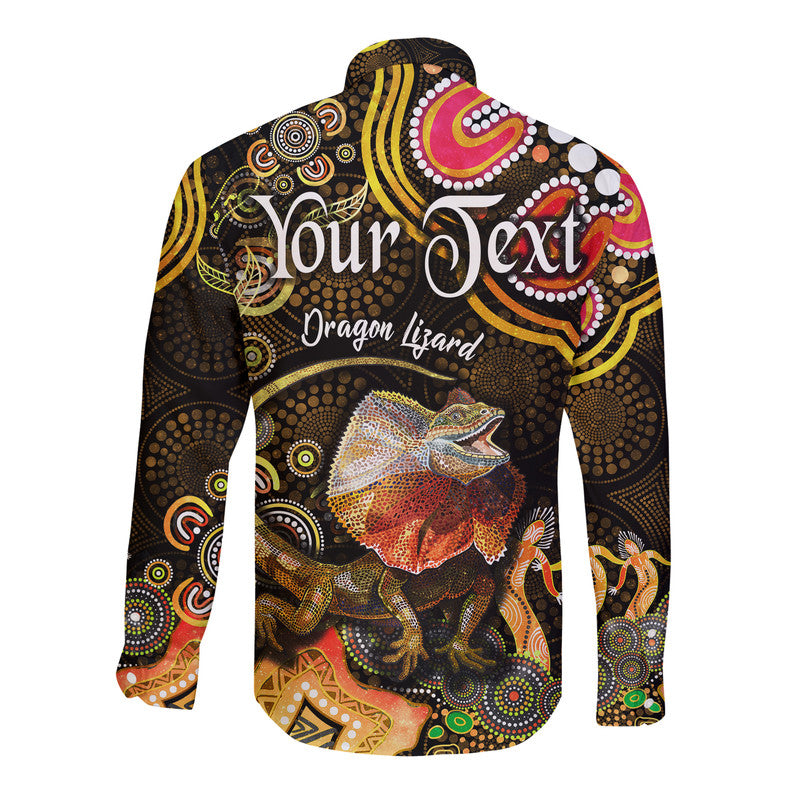 custom-personalised-australian-astrology-hawaii-long-sleeve-button-shirt-leo-dragon-lizard-zodiac-aboriginal-vibes-gold