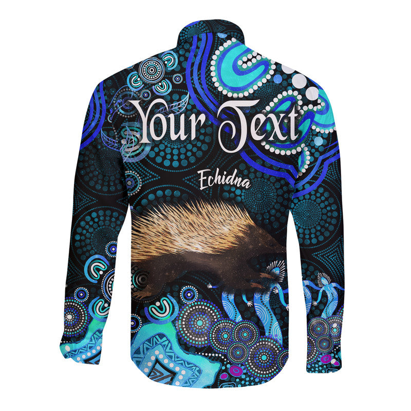 custom-personalised-australian-astrology-hawaii-long-sleeve-button-shirt-virgo-echidna-zodiac-aboriginal-vibes-blue