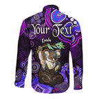 custom-personalised-australian-astrology-hawaii-long-sleeve-button-shirt-cancer-koala-zodiac-aboriginal-vibes-purple