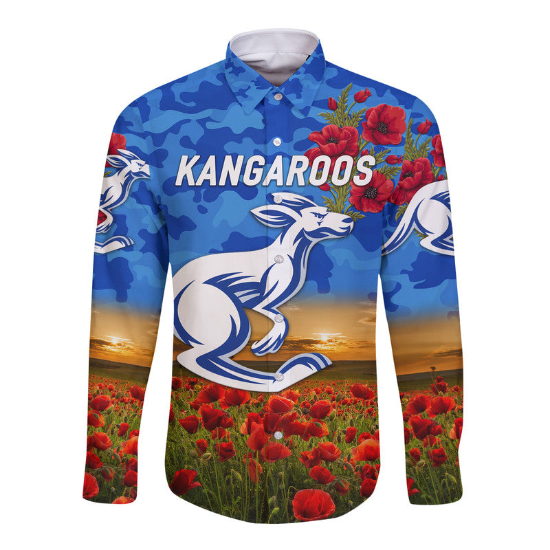 custom-personalised-north-melbourne-kangaroos-anzac-hawaii-long-sleeve-button-shirt-poppy-vibes