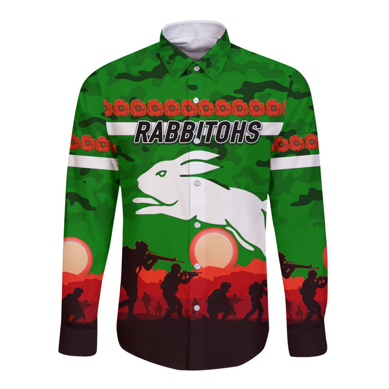 south-sydney-rabbitohs-anzac-2022-hawaii-long-sleeve-button-shirt-simple-style-green