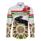 custom-personalised-south-sydney-rabbitohs-anzac-2022-hawaii-long-sleeve-button-shirt-indigenous-vibes-white