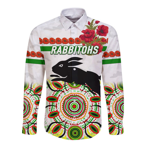 custom-personalised-south-sydney-rabbitohs-anzac-2022-hawaii-long-sleeve-button-shirt-indigenous-vibes-white