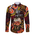 australian-astrology-hawaii-long-sleeve-button-shirt-leo-dragon-lizard-zodiac-aboriginal-vibes-red