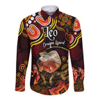 australian-astrology-hawaii-long-sleeve-button-shirt-leo-dragon-lizard-zodiac-aboriginal-vibes-red