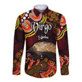 australian-astrology-hawaii-long-sleeve-button-shirt-virgo-echidna-zodiac-aboriginal-vibes-red