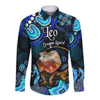 australian-astrology-hawaii-long-sleeve-button-shirt-leo-dragon-lizard-zodiac-aboriginal-vibes-blue