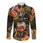 australian-astrology-hawaii-long-sleeve-button-shirt-leo-dragon-lizard-zodiac-aboriginal-vibes-gold