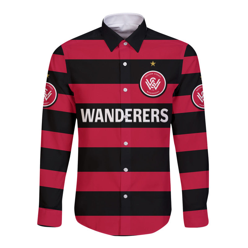 custom-personalised-western-sydney-wanderers-hawaii-long-sleeve-button-shirt-soccer-club-original-style-black