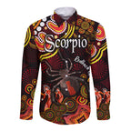 australian-astrology-hawaii-long-sleeve-button-shirt-scorpio-redback-spider-zodiac-aboriginal-vibes-red