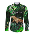 australian-astrology-hawaii-long-sleeve-button-shirt-capricorn-goanna-zodiac-aboriginal-vibes-green