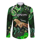 australian-astrology-hawaii-long-sleeve-button-shirt-capricorn-goanna-zodiac-aboriginal-vibes-green
