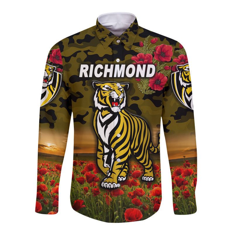 custom-personalised-richmond-tigers-anzac-hawaii-long-sleeve-button-shirt-poppy-vibes-black