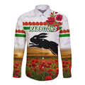 custom-personalised-south-sydney-rabbitohs-anzac-2022-hawaii-long-sleeve-button-shirt-poppy-flowers-vibes-white