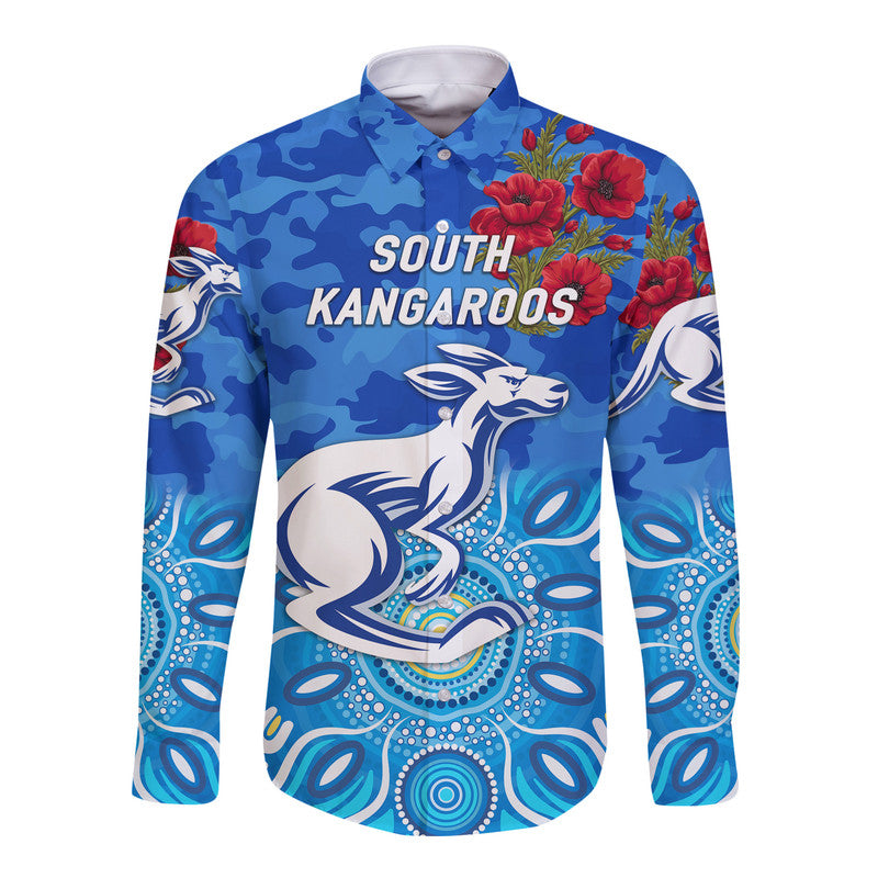 south-alice-football-club-kangaroos-anzac-hawaii-long-sleeve-button-shirt-indigenous-vibes