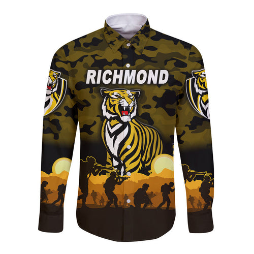 custom-personalised-richmond-tigers-anzac-hawaii-long-sleeve-button-shirt-simple-style-black