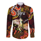 australian-astrology-hawaii-long-sleeve-button-shirt-libra-cockatoo-glider-zodiac-aboriginal-vibes-red