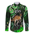 australian-astrology-hawaii-long-sleeve-button-shirt-aries-kangaroo-zodiac-aboriginal-vibes-green
