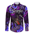 australian-astrology-hawaii-long-sleeve-button-shirt-scorpio-redback-spider-zodiac-aboriginal-vibes-purple