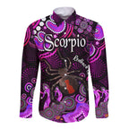 australian-astrology-hawaii-long-sleeve-button-shirt-scorpio-redback-spider-zodiac-aboriginal-vibes-pink