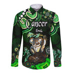 australian-astrology-hawaii-long-sleeve-button-shirt-cancer-koala-zodiac-aboriginal-vibes-green