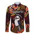 australian-astrology-hawaii-long-sleeve-button-shirt-sagittarius-kookaburra-zodiac-aboriginal-vibes-red