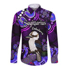 australian-astrology-hawaii-long-sleeve-button-shirt-sagittarius-kookaburra-zodiac-aboriginal-vibes-purple