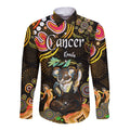 australian-astrology-hawaii-long-sleeve-button-shirt-cancer-koala-zodiac-aboriginal-vibes-gold