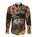 custom-personalised-australian-astrology-hawaii-long-sleeve-button-shirt-taurus-wombat-zodiac-aboriginal-vibes-gold