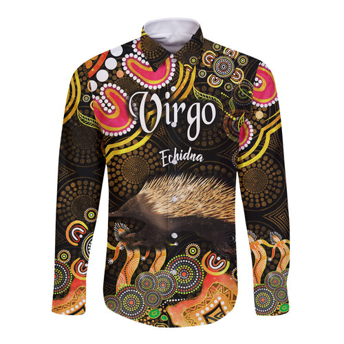 custom-personalised-australian-astrology-hawaii-long-sleeve-button-shirt-virgo-echidna-zodiac-aboriginal-vibes-gold