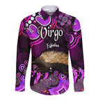 australian-astrology-hawaii-long-sleeve-button-shirt-virgo-echidna-zodiac-aboriginal-vibes-pink