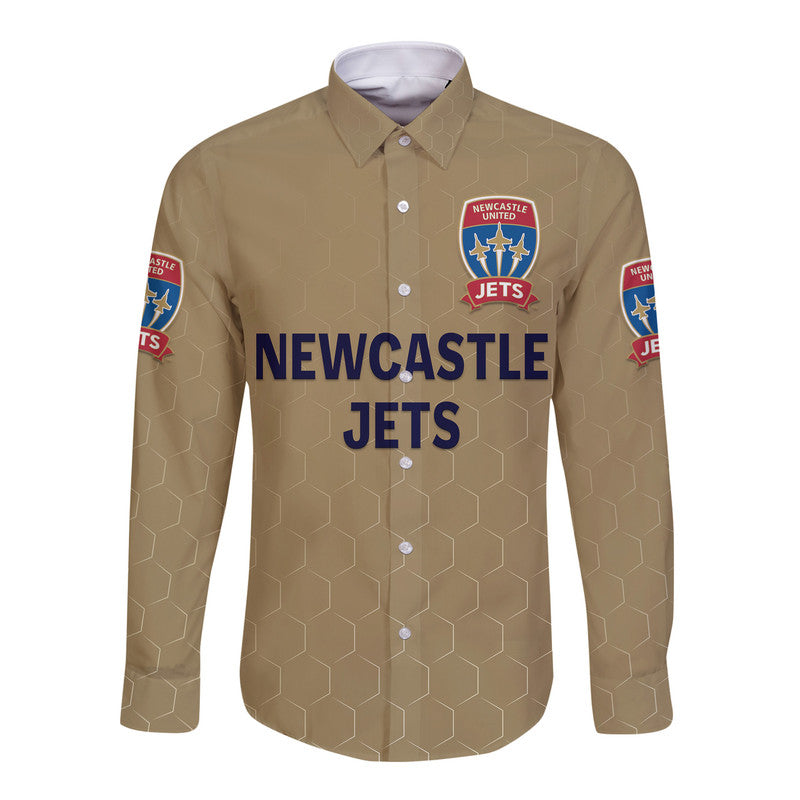 custom-personalised-newcastle-jets-hawaii-long-sleeve-button-shirt-soccer-club-original-style-gold