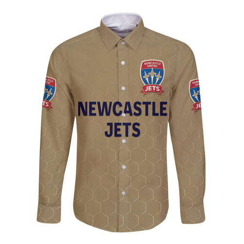 custom-personalised-newcastle-jets-hawaii-long-sleeve-button-shirt-soccer-club-original-style-gold