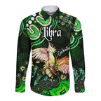 australian-astrology-hawaii-long-sleeve-button-shirt-libra-cockatoo-glider-zodiac-aboriginal-vibes-green