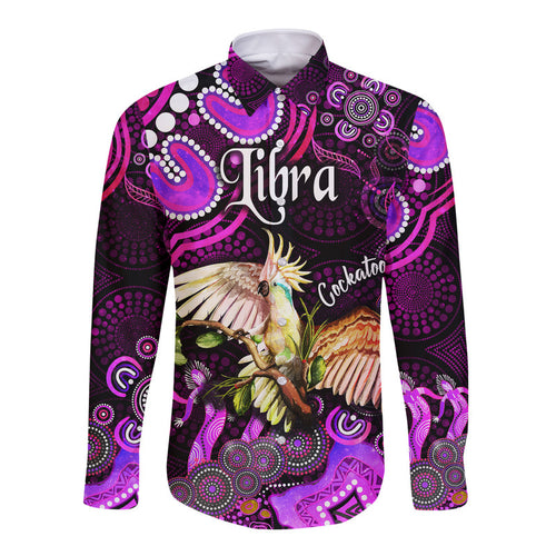 australian-astrology-hawaii-long-sleeve-button-shirt-libra-cockatoo-glider-zodiac-aboriginal-vibes-pink