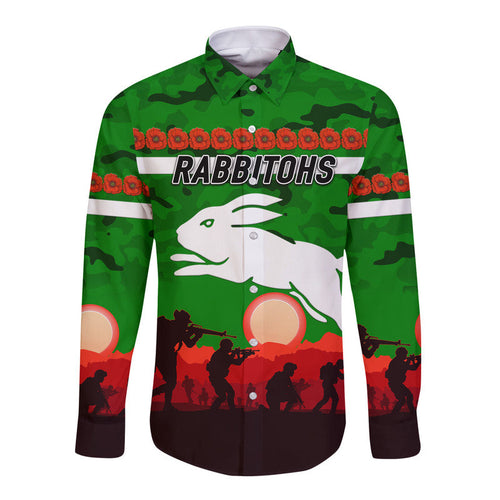 custom-personalised-south-sydney-rabbitohs-anzac-2022-hawaii-long-sleeve-button-shirt-simple-style-green