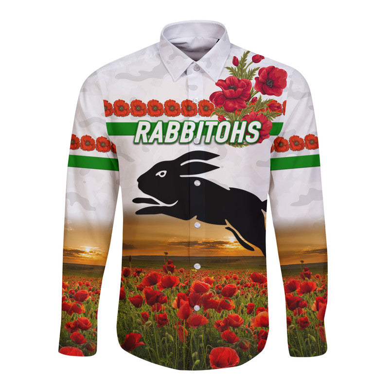 south-sydney-rabbitohs-anzac-2022-hawaii-long-sleeve-button-shirt-poppy-flowers-vibes-white