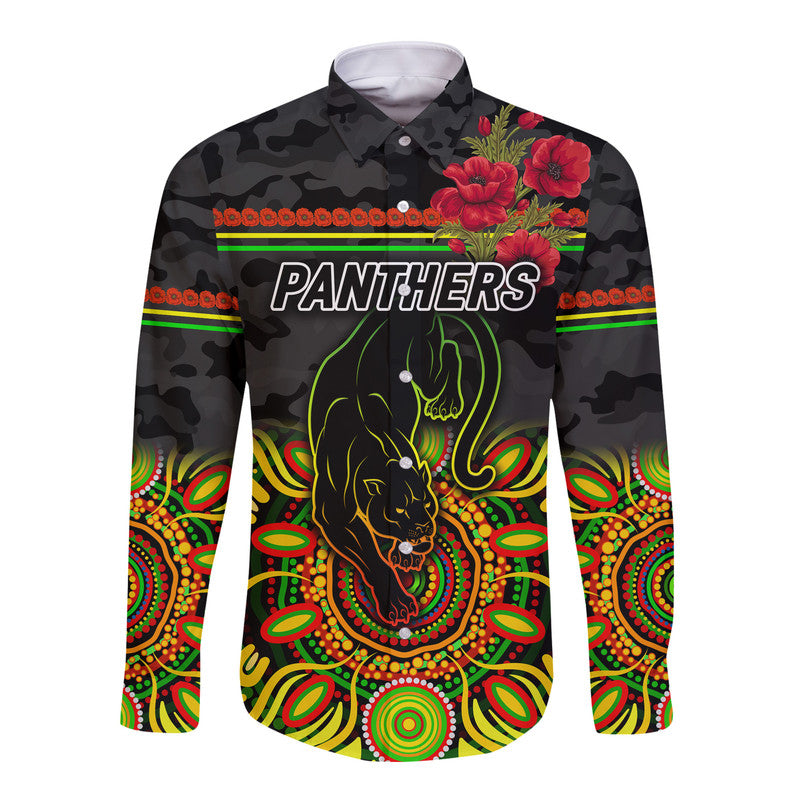 custom-personalised-penrith-panthers-anzac-2022-hawaii-long-sleeve-button-shirt-indigenous-vibes-black