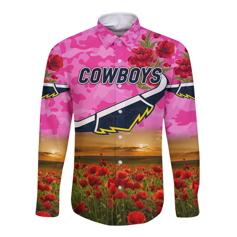 custom-personalised-north-queensland-cowboys-anzac-2022-hawaii-long-sleeve-button-shirt-poppy-flowers-vibes-pink