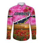 custom-personalised-north-queensland-cowboys-anzac-2022-hawaii-long-sleeve-button-shirt-poppy-flowers-vibes-pink