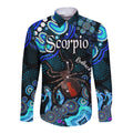 australian-astrology-hawaii-long-sleeve-button-shirt-scorpio-redback-spider-zodiac-aboriginal-vibes-blue