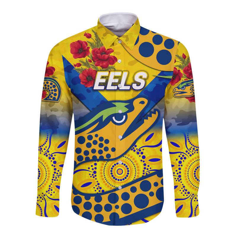 custom-personalised-parramatta-eels-anzac-2022-hawaii-long-sleeve-button-shirt-indigenous-vibes-gold
